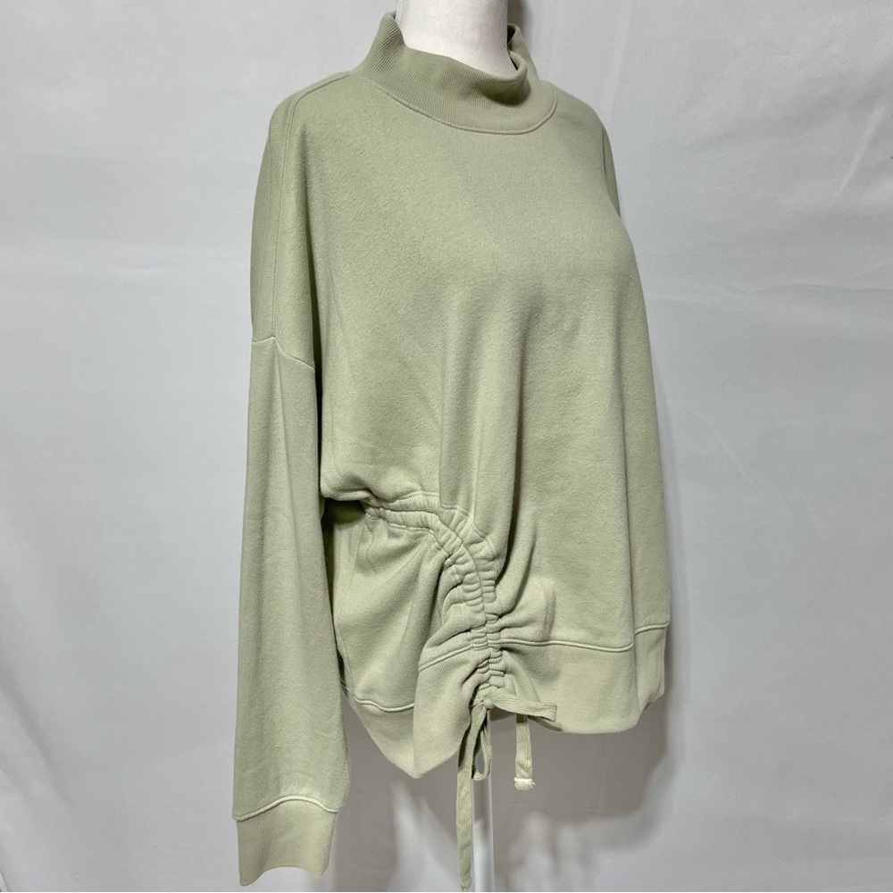 Knox Rose Ruched Side Long Sleeve Mock Neck Sweatshirt Light Green Size XXL - Picture 7 of 15